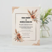 Rustieke Terracotta Bloemen & Pampas Grass Wedding Save The Date (Staand voorkant)