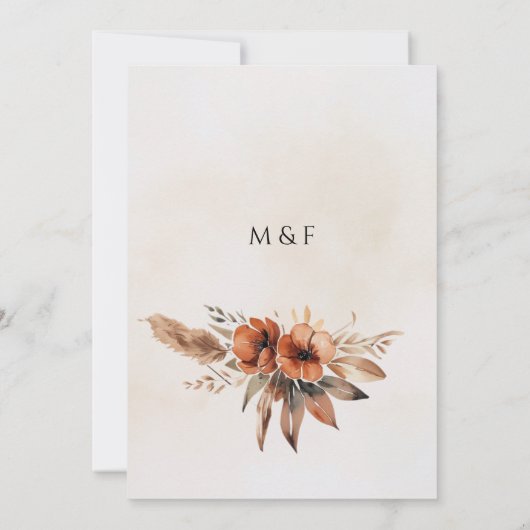 Rustieke Terracotta Bloemen & Pampas Grass Wedding Save The Date (Achterkant)