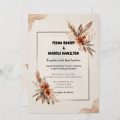 Rustieke Terracotta Bloemen & Pampas Grass Wedding Save The Date (Voorkant / Achterkant)