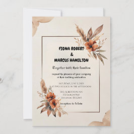 Rustieke Terracotta Bloemen & Pampas Grass Wedding Save The Date