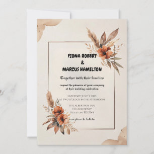 Rustieke Terracotta Bloemen & Pampas Grass Wedding Save The Date