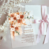 Rustieke Terracotta Bloemen Pampas Huwelijk Acryl Uitnodigingen