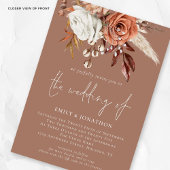 Rustieke Terracotta Bloemen QR Code Bruin Huwelijk Kaart