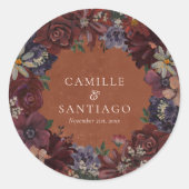 Rustieke Terracotta Bloemen  Ronde Sticker (Voorkant)