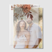 Rustieke Terracotta Bloemen Script Bruin Huwelijk Vellum Uitnodigingen (Offset (Koppel))