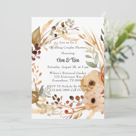 Rustieke Terracotta Bloemen Trouwkoppels Douche Kaart (Staand voorkant)