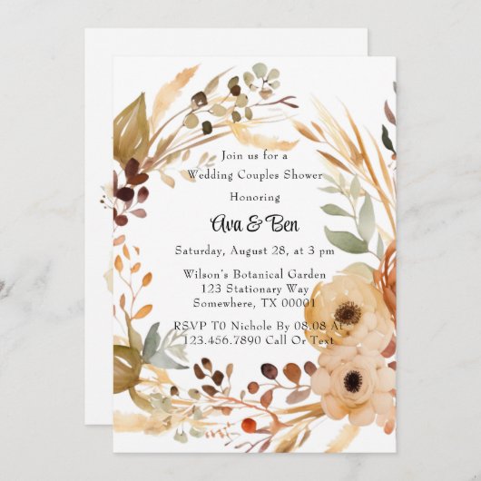 Rustieke Terracotta Bloemen Trouwkoppels Douche Kaart (Voorkant / Achterkant)