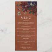 Rustieke Terracotta Bloemen Wedding Menu Kaart (Voorkant)
