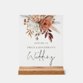 Rustieke terracotta bloemen welkom op bruiloft acryl bord (Voorkant)