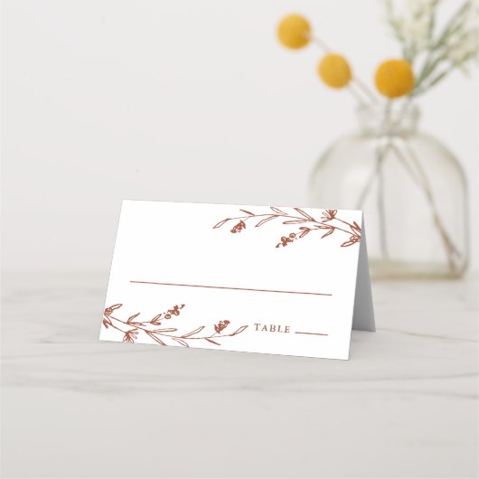 Rustieke Terracotta Bloemen Wildflower Bruiloft Plaatskaartje (Voorkant)