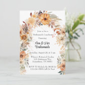 Rustieke Terracotta Bloemenboog Bruidsmeisjes Lunc Kaart (Staand voorkant)