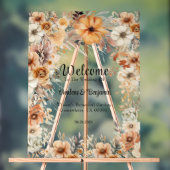 Rustieke Terracotta Bloemenboog Huwelijk Welkom Acryl Bord (Neutraal)