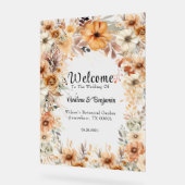 Rustieke Terracotta Bloemenboog Huwelijk Welkom Acryl Bord (Hoek)