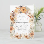 Rustieke Terracotta Bloemenboog Huwelijksfeest Kaart (Staand voorkant)