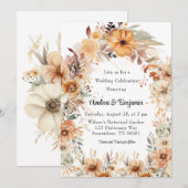 Rustieke Terracotta Bloemenboog Huwelijksfeest Kaart (Voorkant / Achterkant)