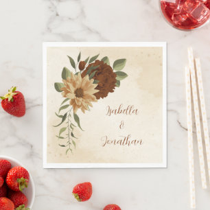 Rustieke terracotta bloemengroen servetten