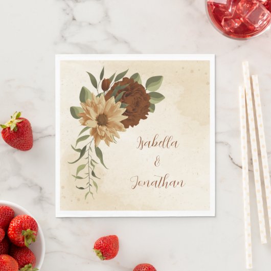 Rustieke terracotta bloemengroen servetten (Insitu)