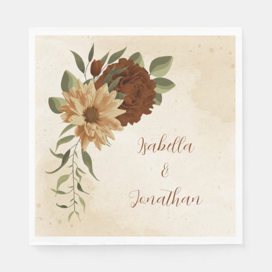 Rustieke terracotta bloemengroen servetten (Voorkant)