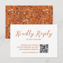 Rustieke Terracotta Bloemige Trouw QR code RSVP Ka Kaartje