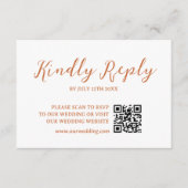 Rustieke Terracotta Bloemige Trouw QR code RSVP Ka Kaartje (Voorkant)