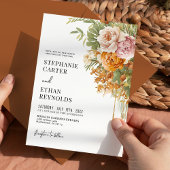 Rustieke Terracotta Blush Bloem Boho Bruiloft Kaart