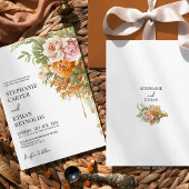 Rustieke Terracotta Blush Bloem Boho Bruiloft Kaart