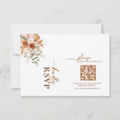 Rustieke Terracotta & Blush Bloemen QR Code RSVP K Kaartje (Achterkant)