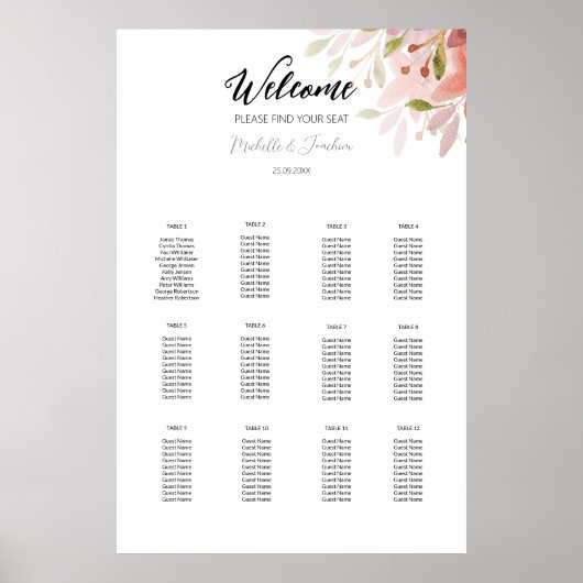 Rustieke Terracotta Blush Bloemen Waterverf Kunst Poster (Voorkant)