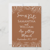 Rustieke Terracotta Boho Bloemen Moderne Foto Huwe Save The Date (Voorkant)