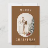 Rustieke Terracotta Boho Oval Foto Kerstmis Feestdagenkaart (Voorkant)