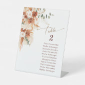 Rustieke Terracotta Boho Pampas Afstudeertafel Nr. Reclamebord Met Voetstuk (Voorkant)