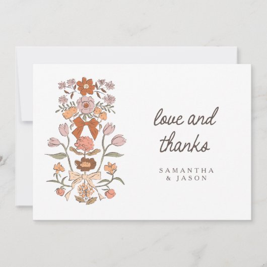 Rustieke Terracotta Boog & Bloesem Huwelijk Bedankkaart (Voorkant)