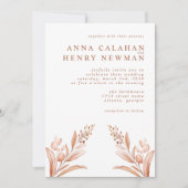 Rustieke Terracotta Botanische Bloemen Huwelijk Kaart (Voorkant)