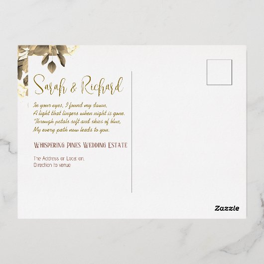 Rustieke Terracotta Botanische Boho Luxe Huwelijk Folie Uitnodiging Briefkaart (Achterkant)