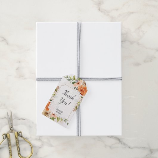 Rustieke terracotta bruiloft dank u cadeaulabel (Met Touw)