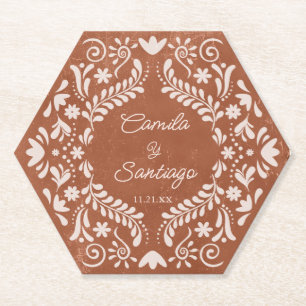 Rustieke Terracotta bruiloft Kartonnen Onderzetters