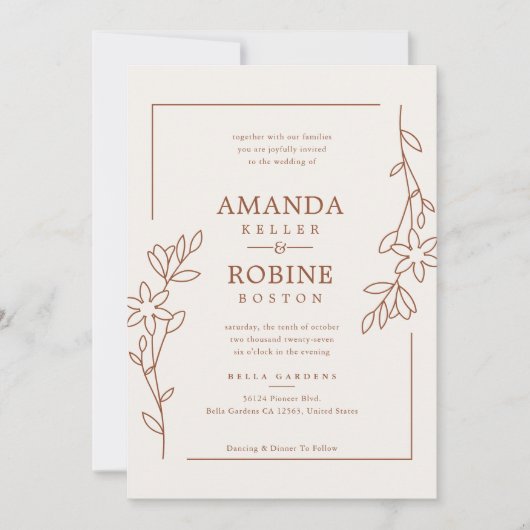 Rustieke Terracotta bruiloft uitnodiging (Voorkant)