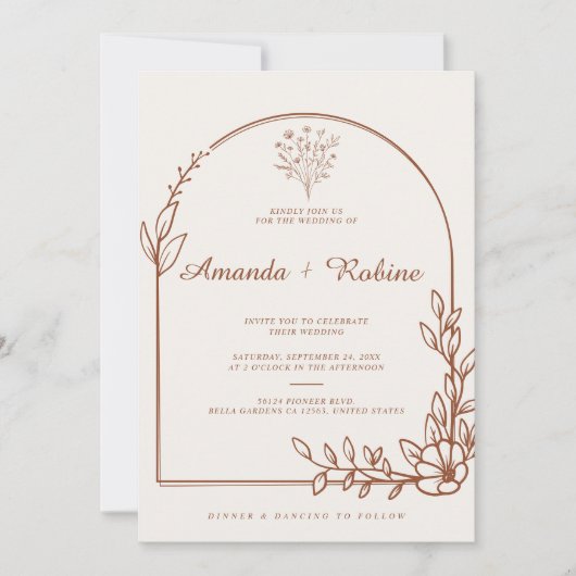 Rustieke Terracotta bruiloft uitnodiging (Voorkant)