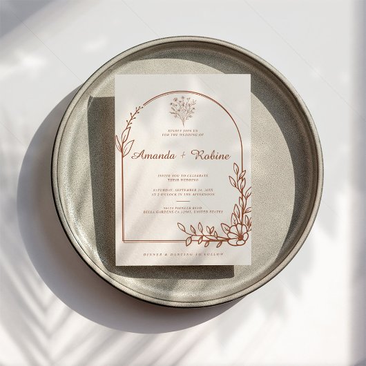 Rustieke Terracotta bruiloft uitnodiging