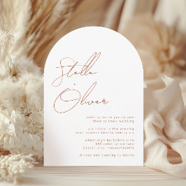 Rustieke Terracotta Calligrafie Details Bruiloft Kaart