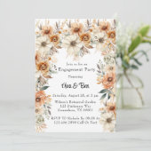 Rustieke Terracotta Cream Bloemen Verlovingsfeest Kaart (Staand voorkant)