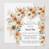Rustieke Terracotta Cream Bloemen Verlovingsfeest Kaart (Voorkant / Achterkant)