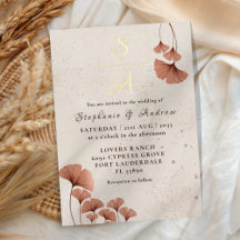 Rustieke Terracotta & Echt Gouden Monogram Trouw 