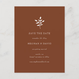 Rustieke Terracotta Eenvoudige Botanische Save The Aankondigingskaart