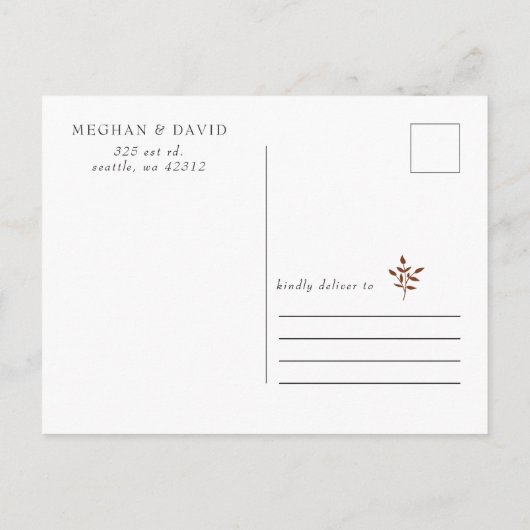 Rustieke Terracotta Eenvoudige Botanische Save The Aankondigingskaart (Achterkant)