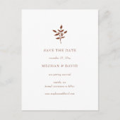 Rustieke Terracotta Eenvoudige Botanische Save The Aankondigingskaart (Voorkant)