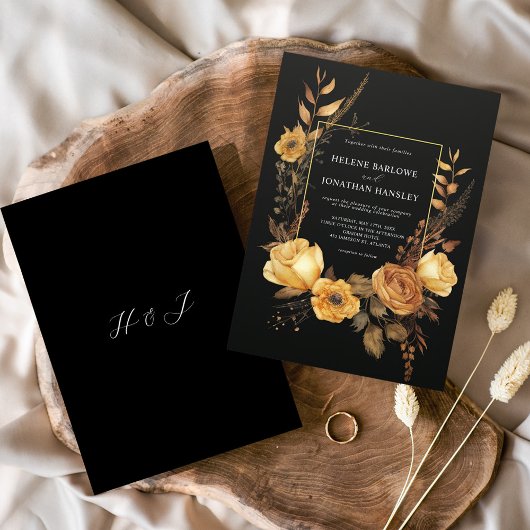 Rustieke Terracotta Elegante Dark Moody Fall Weddi Kaart