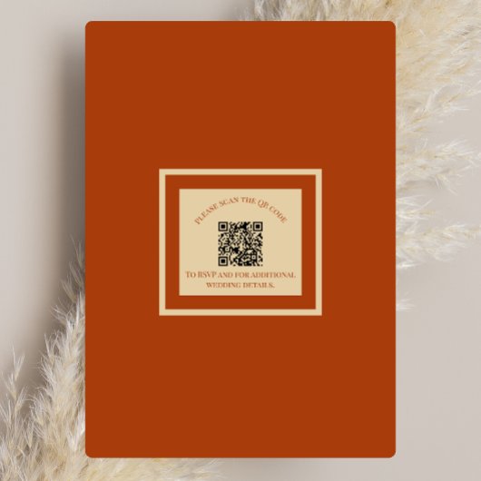 Rustieke Terracotta en Crème Bloemen QR code Bruil Kaart