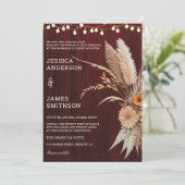 Rustieke Terracotta en Maroon Bloemen Huwelijk Kaart (Staand voorkant)