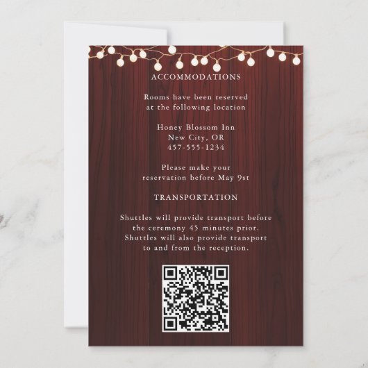 Rustieke Terracotta en Maroon Bloemen Huwelijk Kaart (Achterkant)